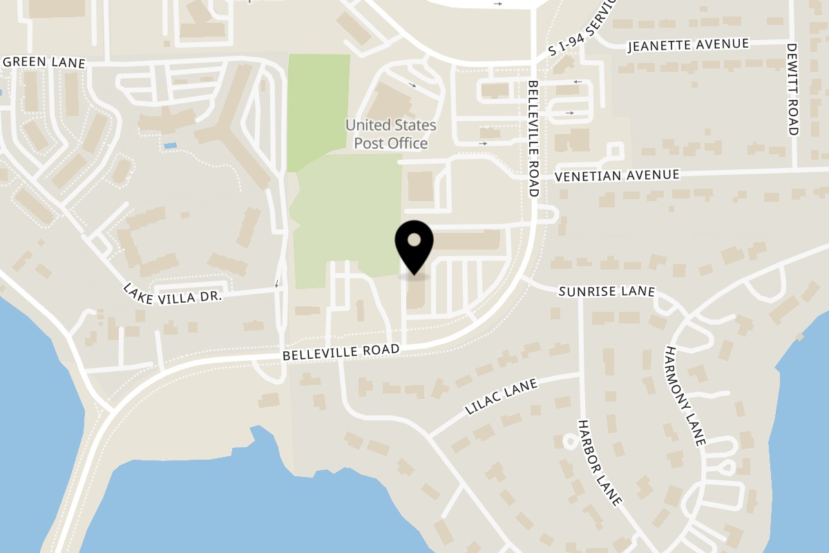 Map showing the location of Dos Pesos Mexican Restaurant on 11800 Belleville Rd in Van Buren Twp